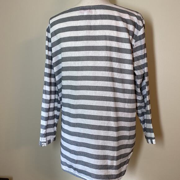 Hester & Orchard Gray & White Linen/Cotton Blend Tunic Top XL - Picture 3 of 6